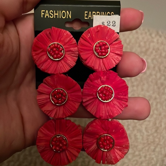 Earrings - Beaded/Paper Flowers - Picture 1 of 1